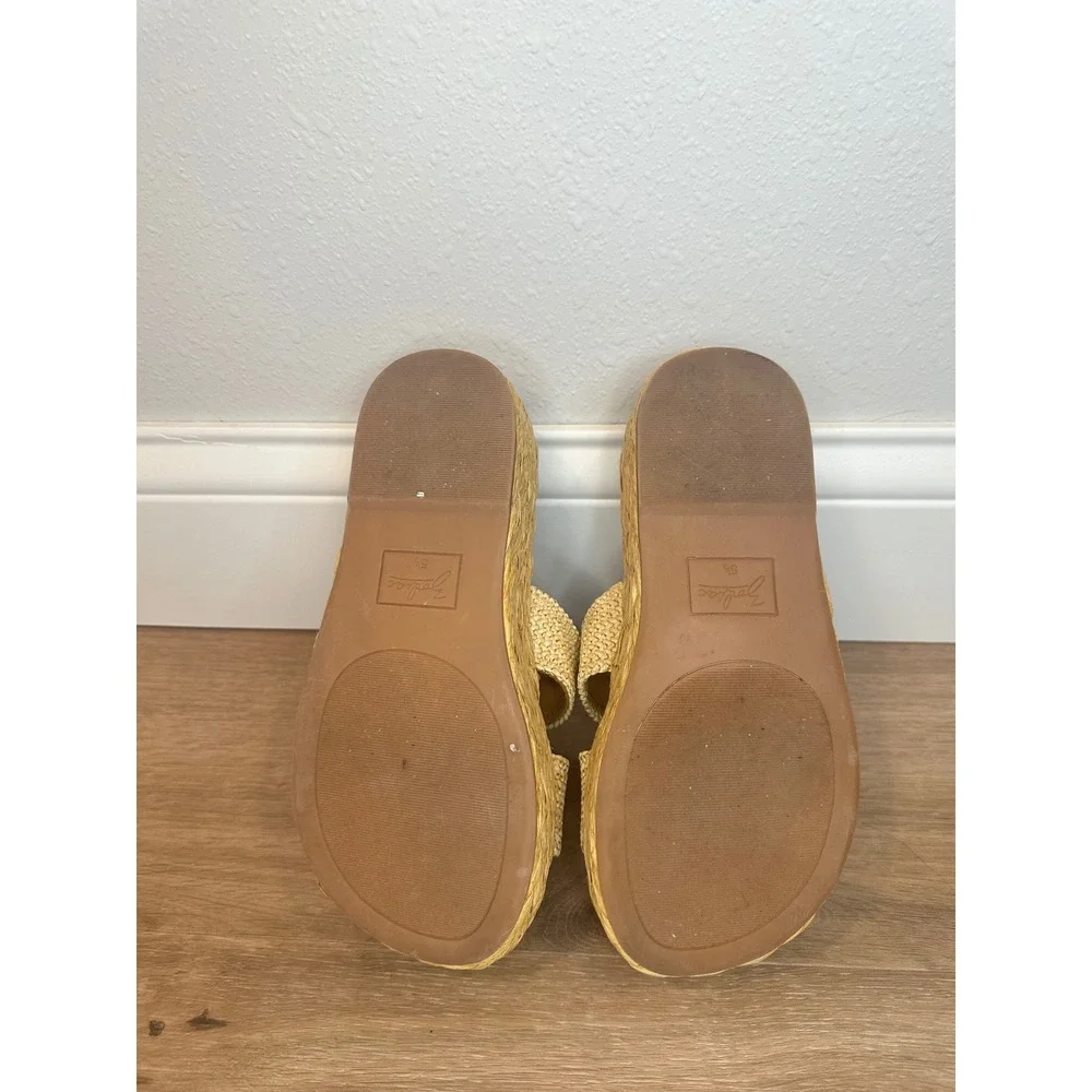 Zodiac Izzy Platform Slide Sandals Womens 5.5 Natural Woven Espadrille Boho Chic